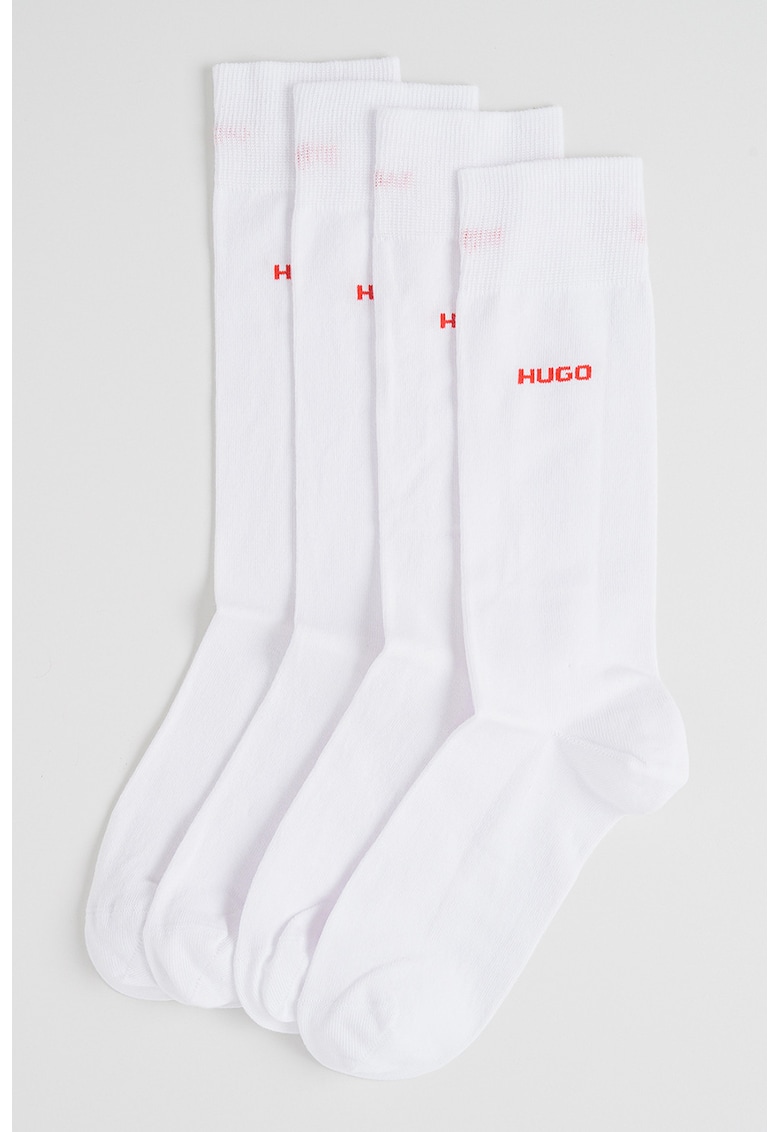 Set de sosete lungi cu logo - 2 perechi - Alb optic