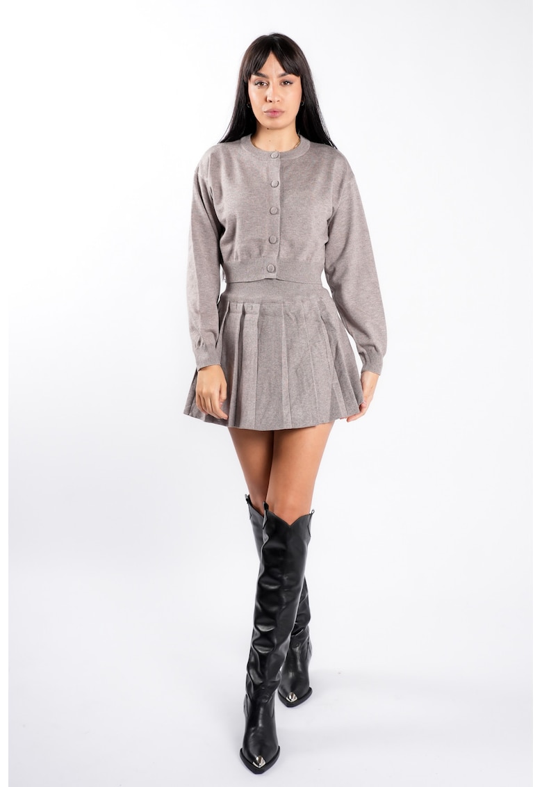Compleu Grey cu fusta plisata