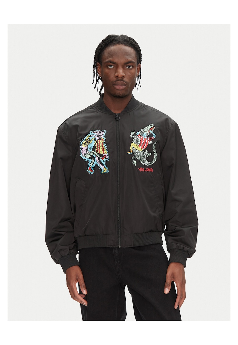 Geaca bomber barbati negru - fabricata din material rezistent
