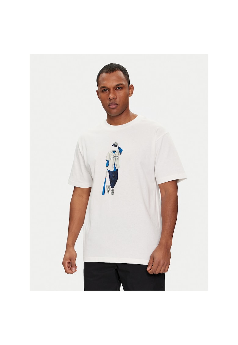 Tricou sport barbati cu imprimeu - alb - bumbac -
