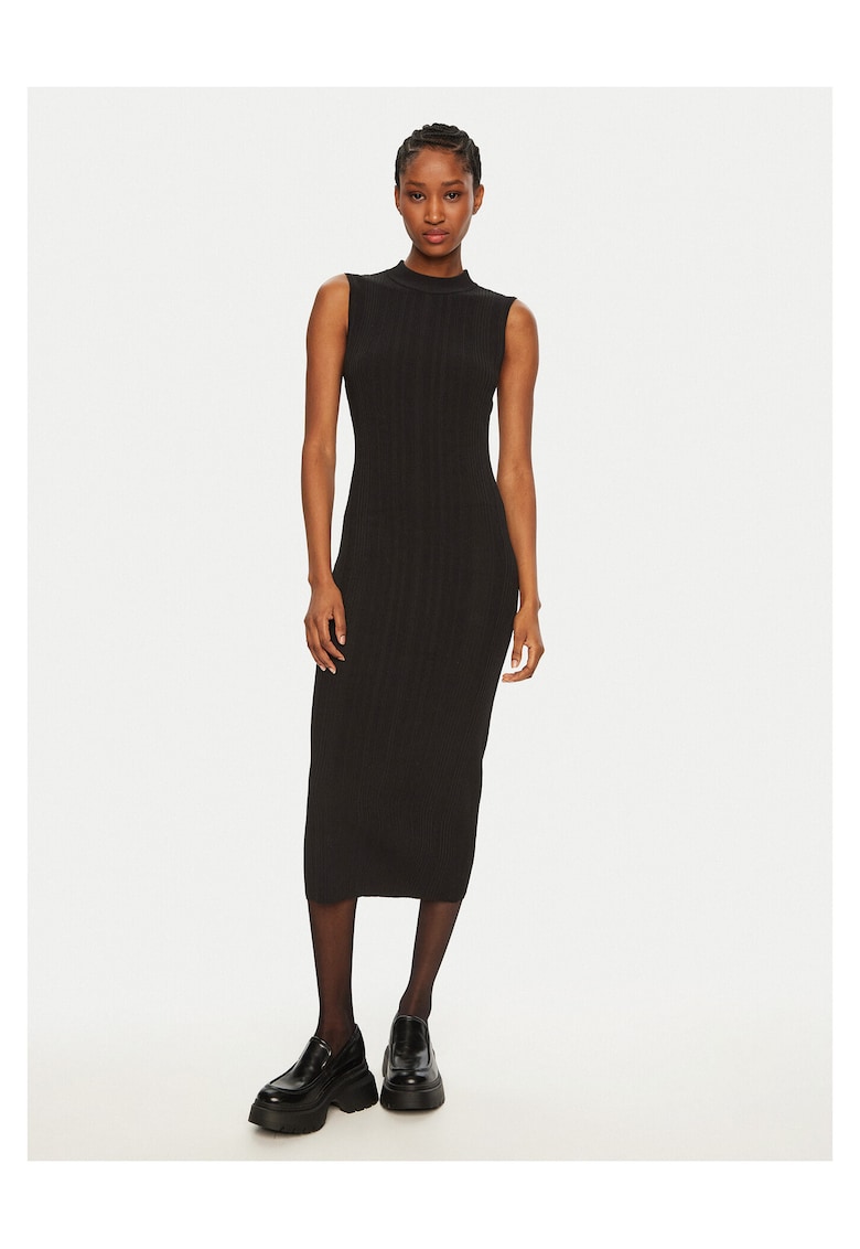 Rochie tricotata de dama - negru - fabricata din material de calitate