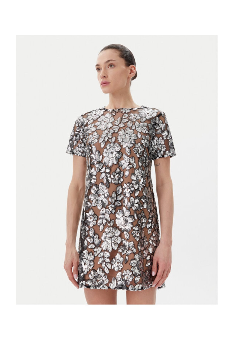 Rochie de cocktail dama argintiu -