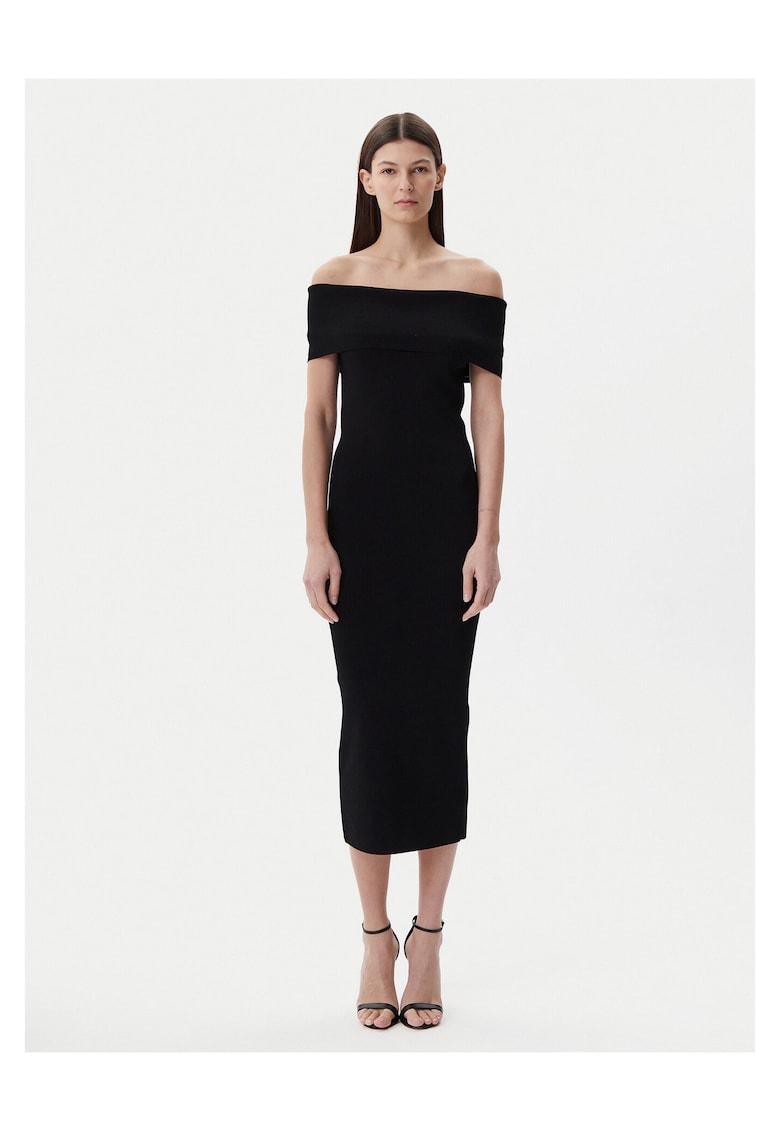 Rochie tricotata de dama - neagra - 72% viscoza - 16% poliester - 10% nailon - 2% elastan -