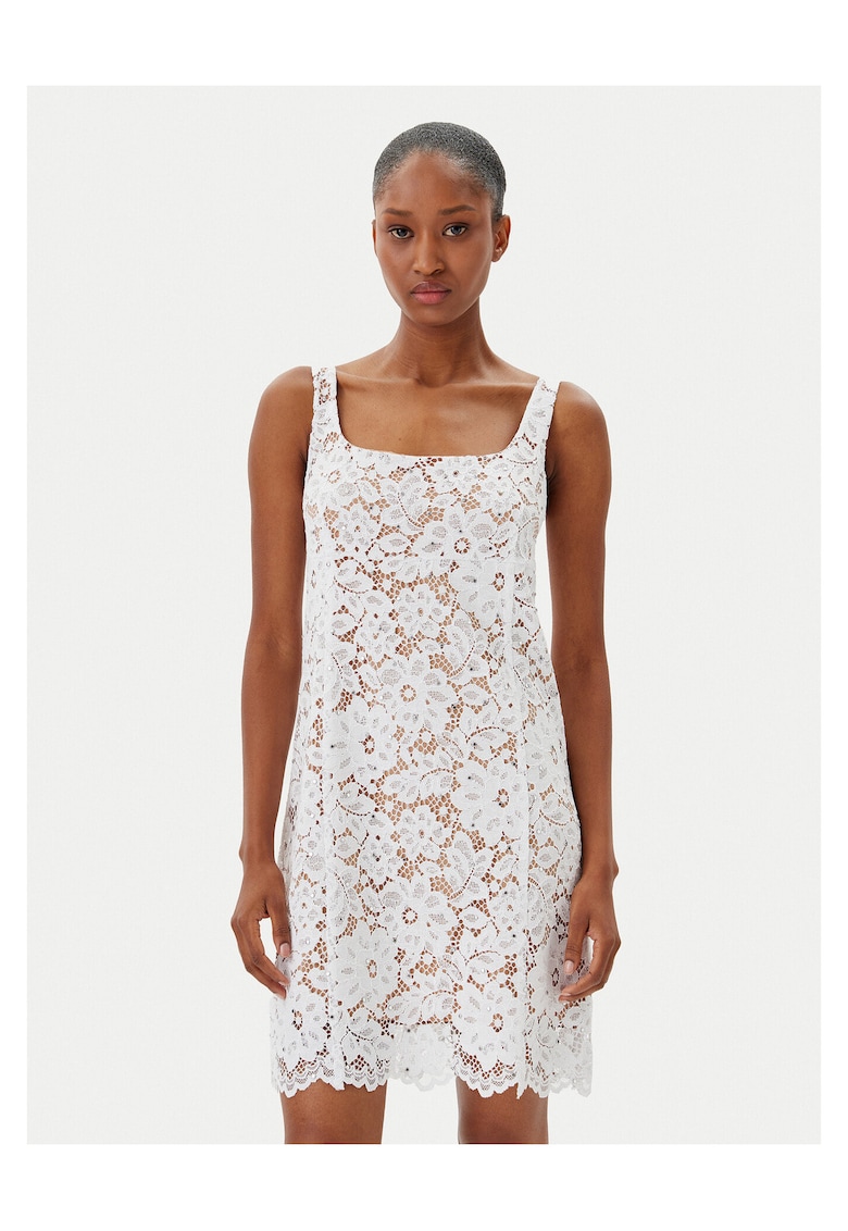 Rochie de vara - fermoar - alb - poliester -