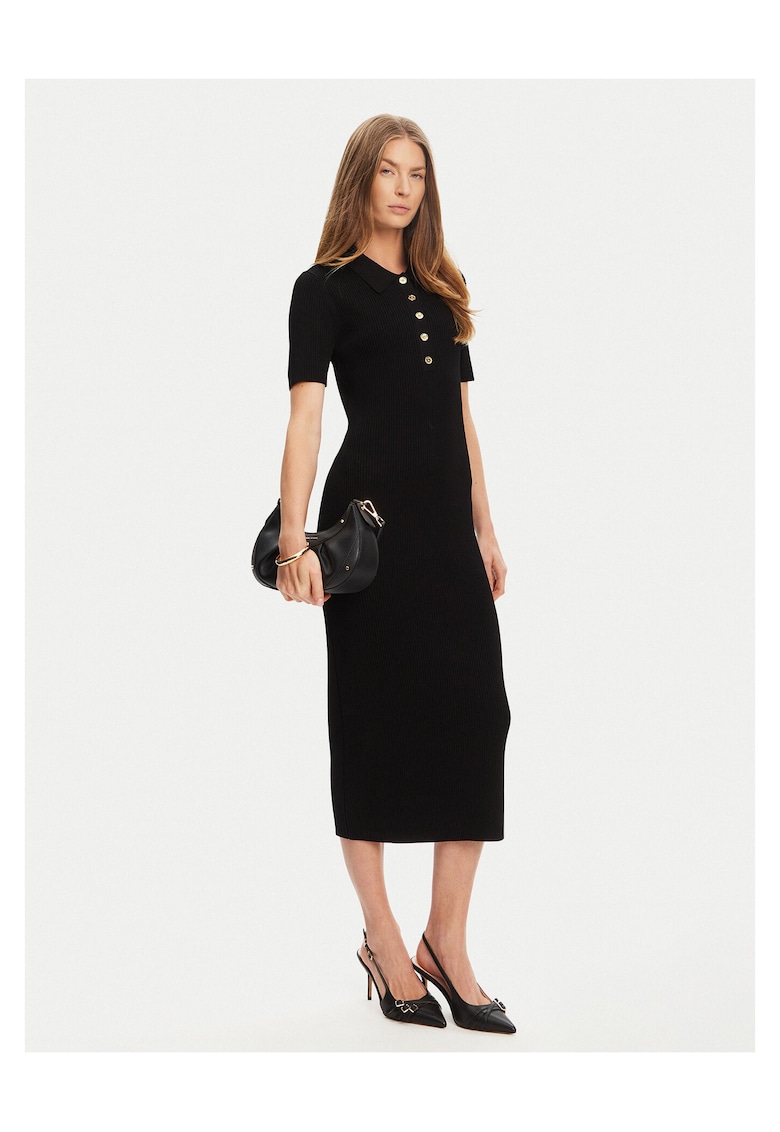Rochie tricotata de dama - neagra - 72% viscoza - 16% poliester - 10% nailon - 2% elastan -