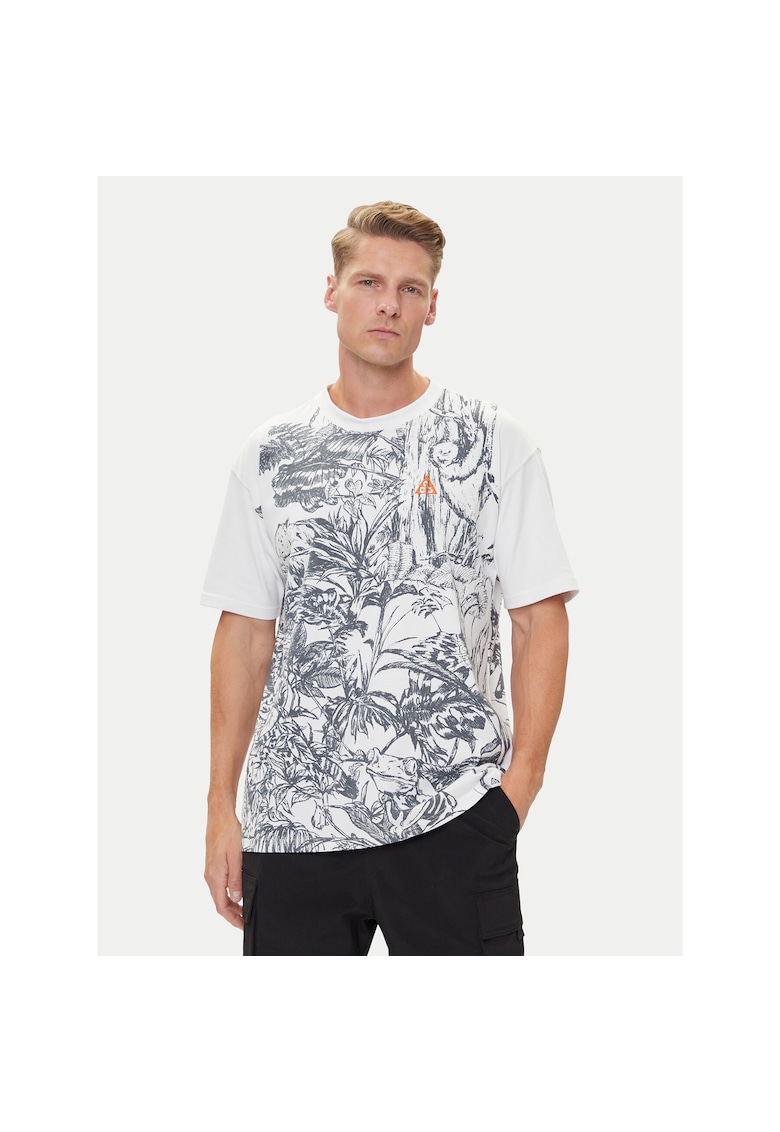 Tricou sport barbati cu imprimeu - alb - bumbac
