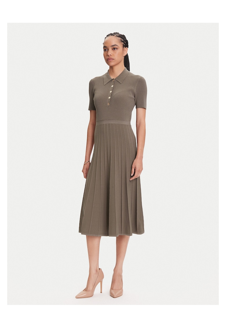 Rochie tricotata de dama fabricata ddwqin material de calitate - Maro