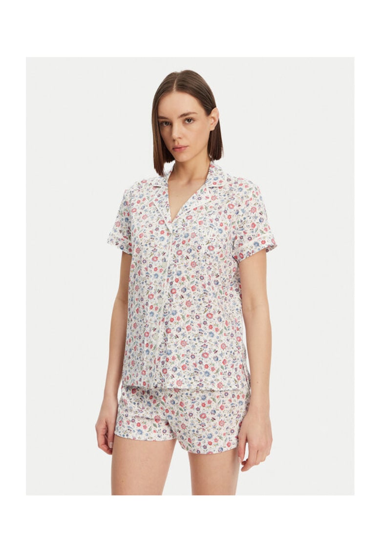 Pijamale dama alb - floral