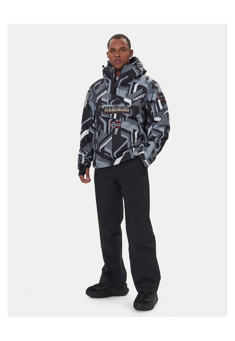 Jacheta Anorak barbati colorata - gri/negru - material textil -