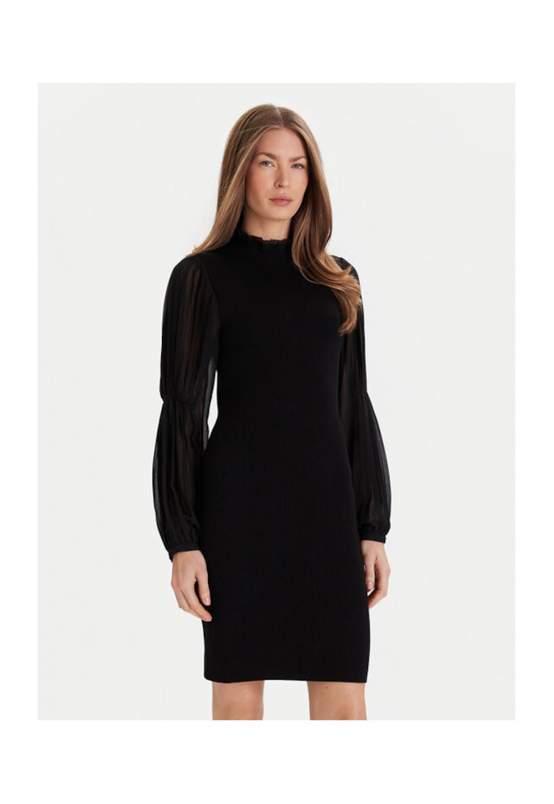 Rochie tricotata de dama - negru - fabricata din material de calitate