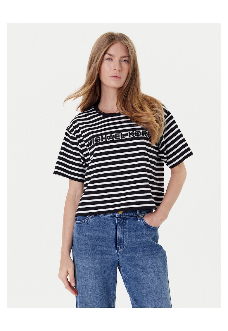Tricou dama - Negru/Alb - Dungi