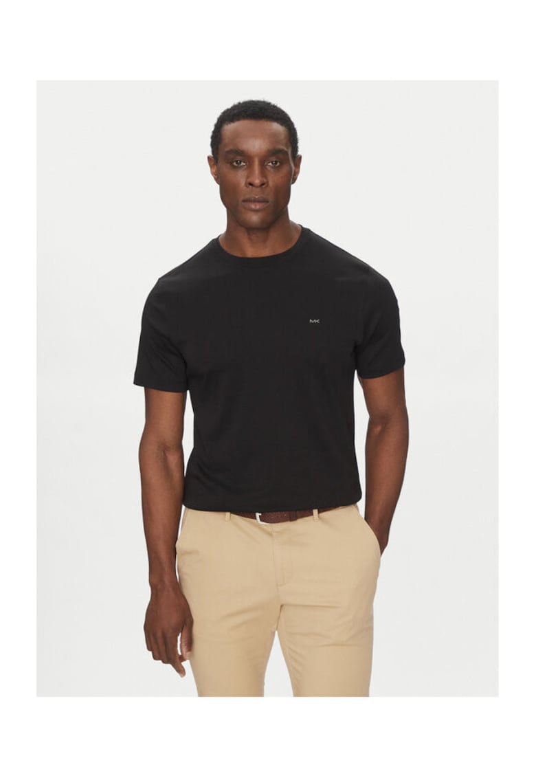 Tricou barbat - negru - bumbac -