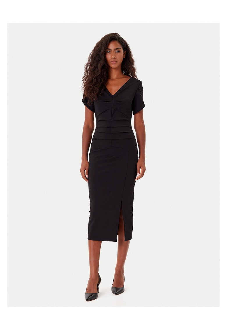 Rochie de cocktail dama negru - din material elegant