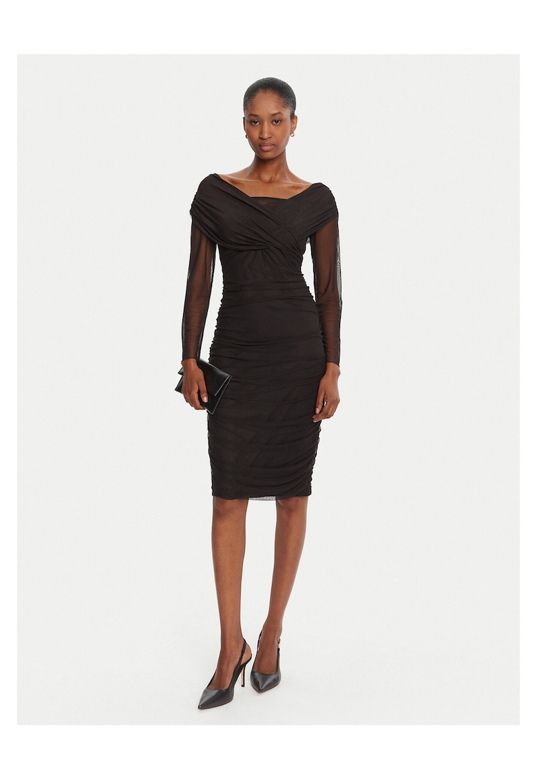 Rochie de cocktail - neagra - poliester - fermoar -