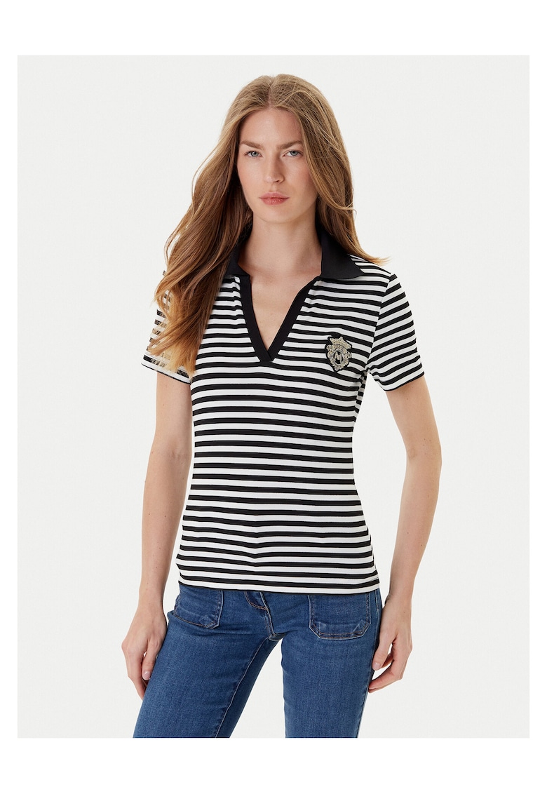 Tricou polo - Negru/Alb - Dungi