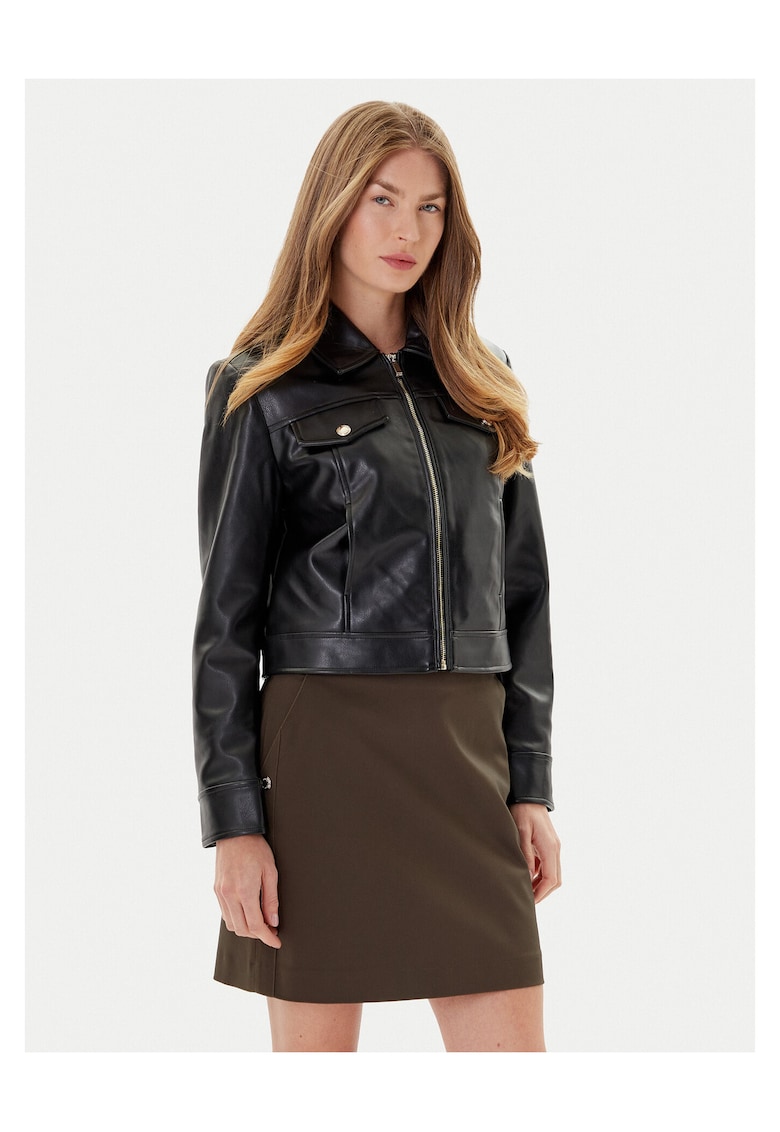 Morgan din imitatie de piele pentru femei negru - Negru