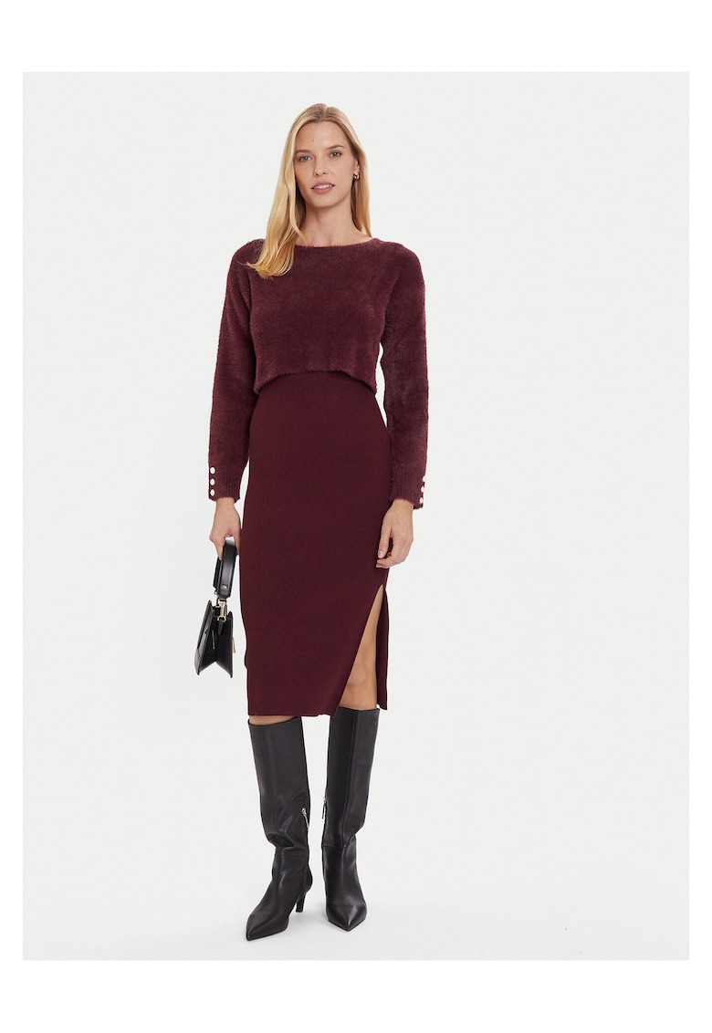 Rochie tricotata dama bordo - fabricata din material de calitate