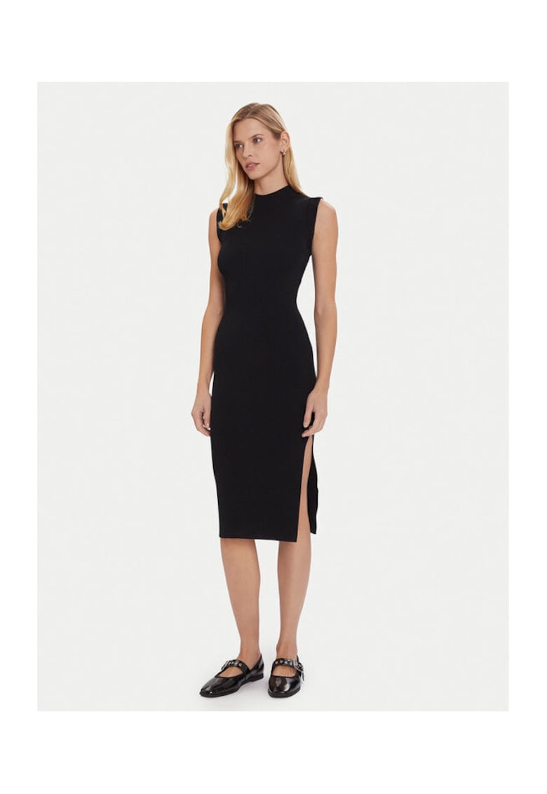 Rochie tricotata de dama - negru - fabricata din material de calitate