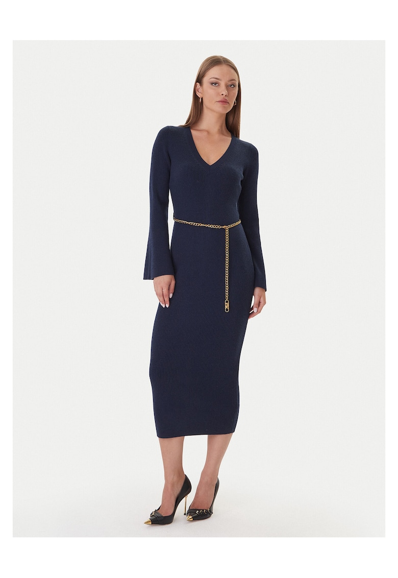 Rochie tricotata - Lana - fermoar - bleumarin