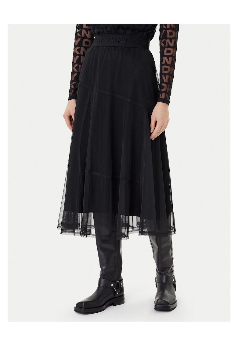 Fusta midi - negru - de femei -