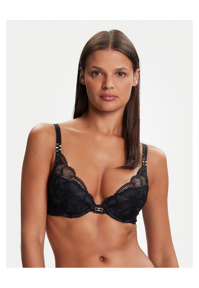 Sutien push-up - negru - material sintetic - Negru