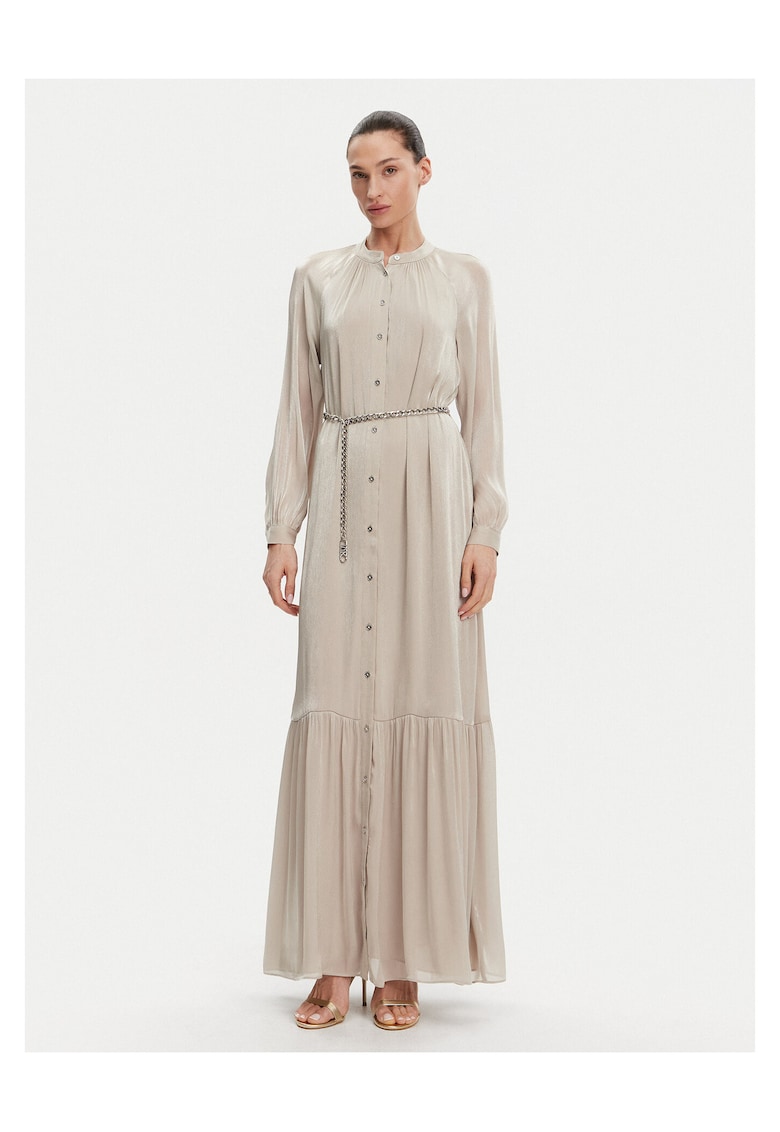 Дамска рокля риза бежова - лека материя