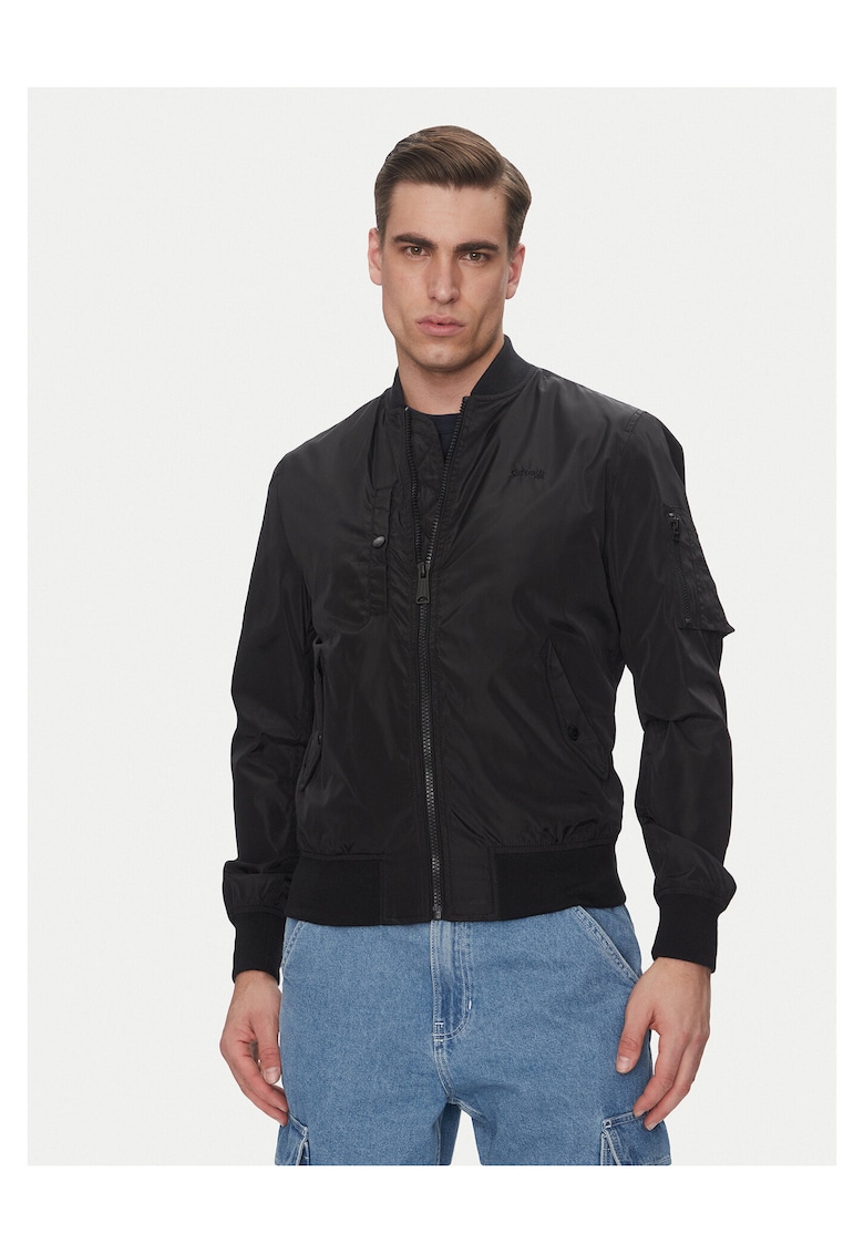 Geaca bomber barbati neagra - fabricata din material rezistent