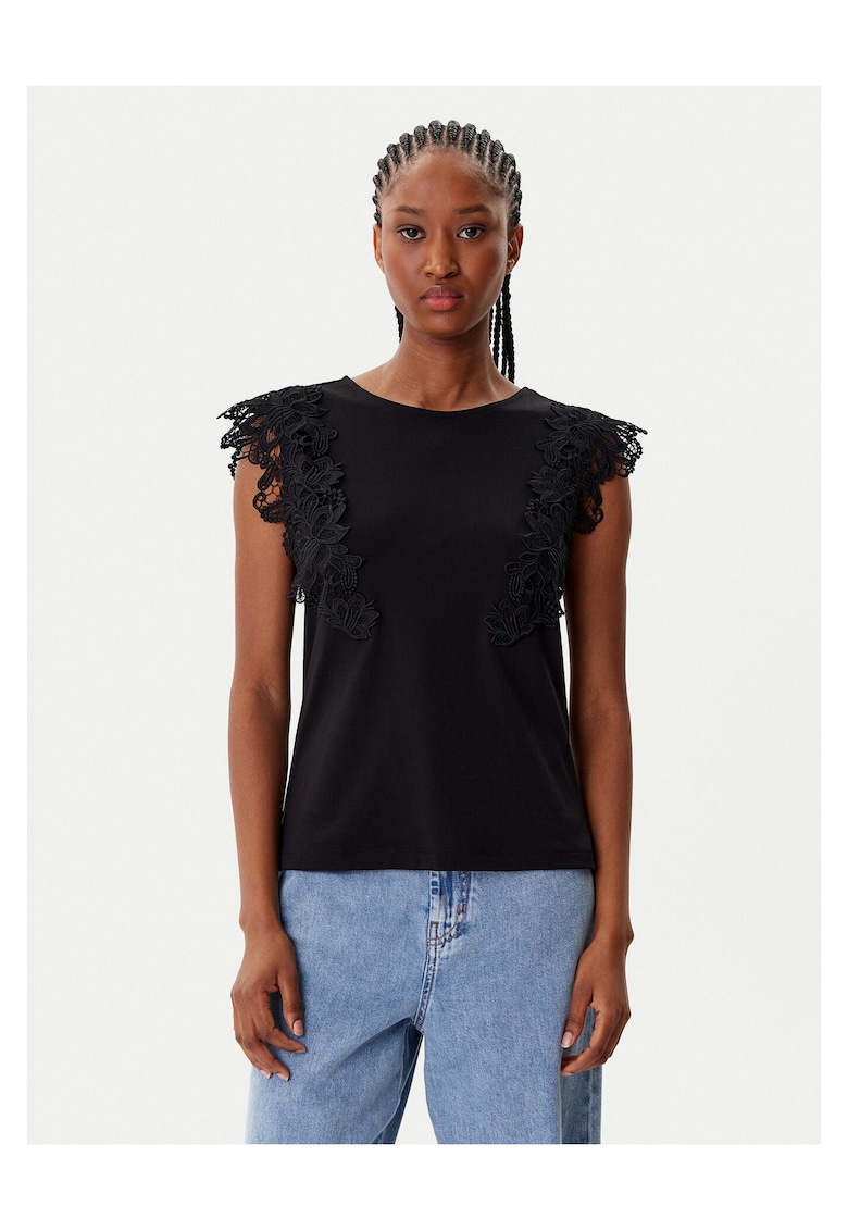 Top dama 252-DFLOWER - negru