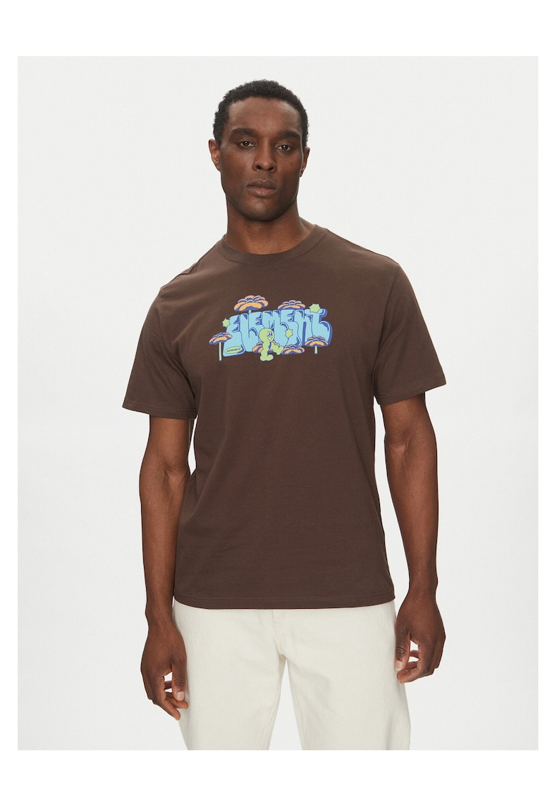 Element Tricou barbatesc maro - bumbac