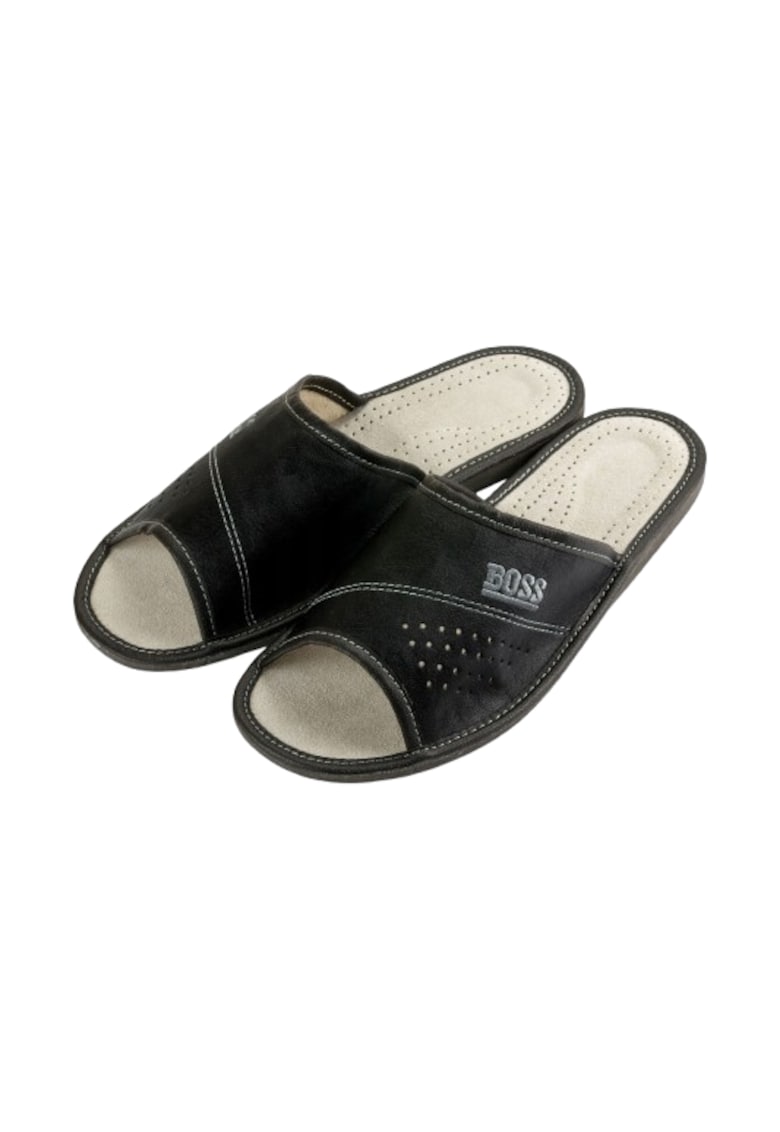 Papuci de piele pentru barbati - gri - model N119 - Gri