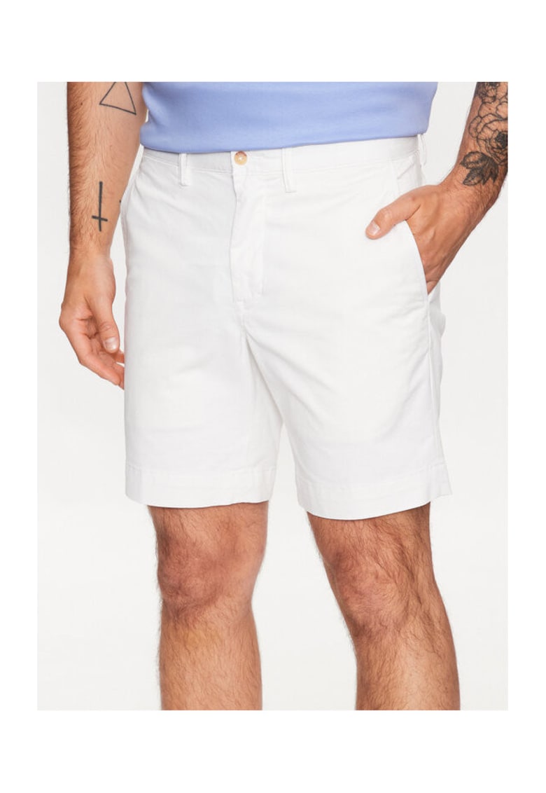 Pantaloni scurti barbati albi - bumbac
