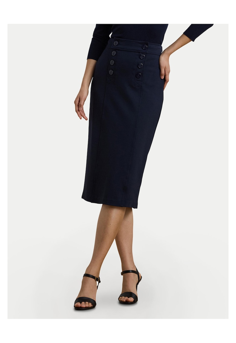 Fusta creion dama bleumarin - din material elastic