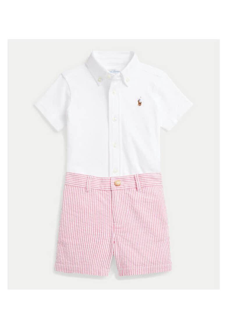 Set Camasa si Sort - alb/roz - textil