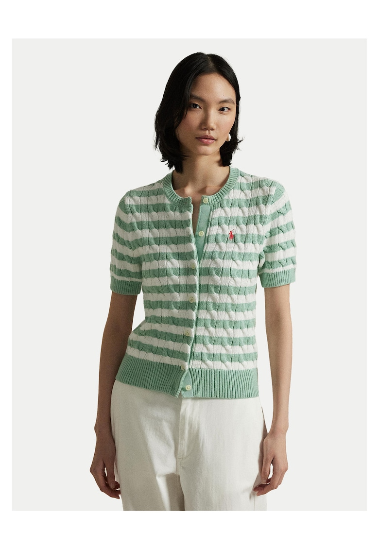 Cardigan dama verde/alb