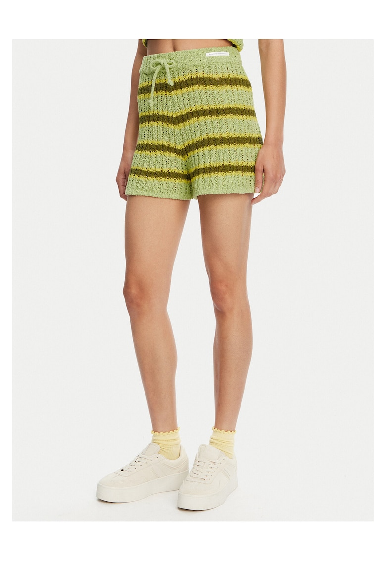 Pantaloni scurti dama - model cu dungi - verde