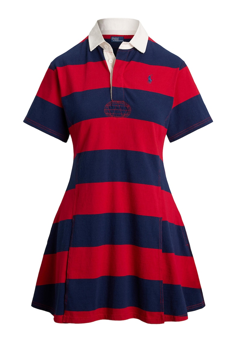Rochie casual dama rosu - bleumarin - fabrica de calitate