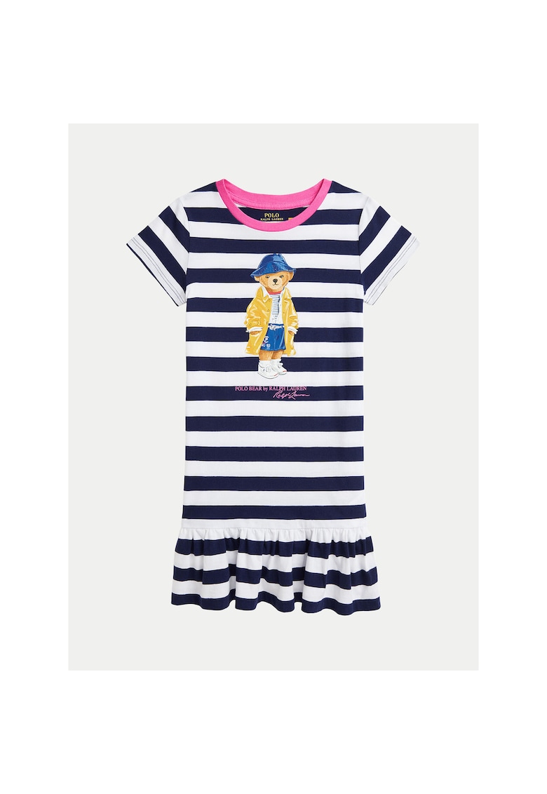 Rochie casual fete - Bleumarin/Alb