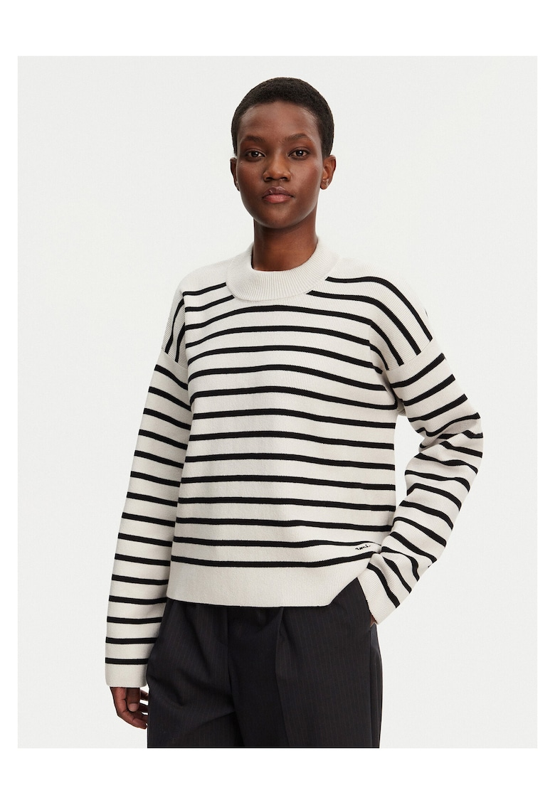 Pulover dama - model UKS036.KN0041 - negru/alb - Alb/Negru