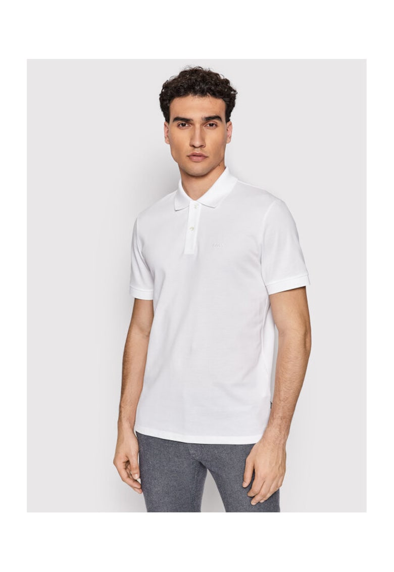 Tricou polo barbati alb - bumbac - uni
