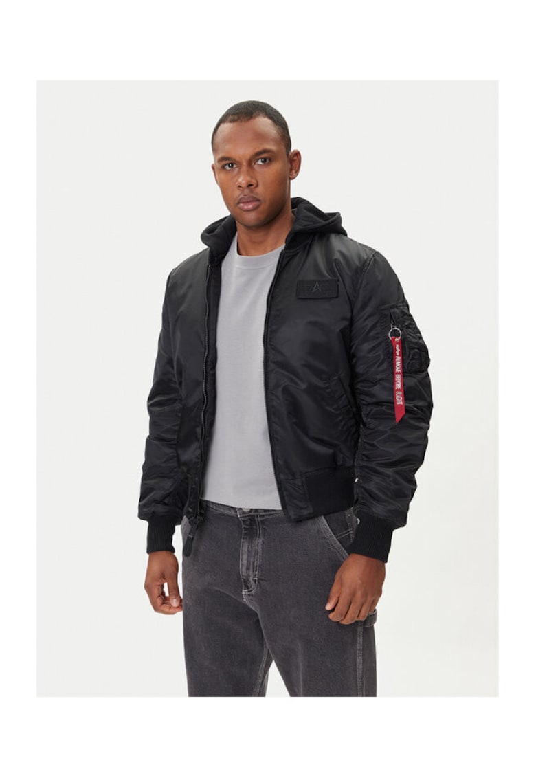 Geaca Bomber barbati negru - material rezistent