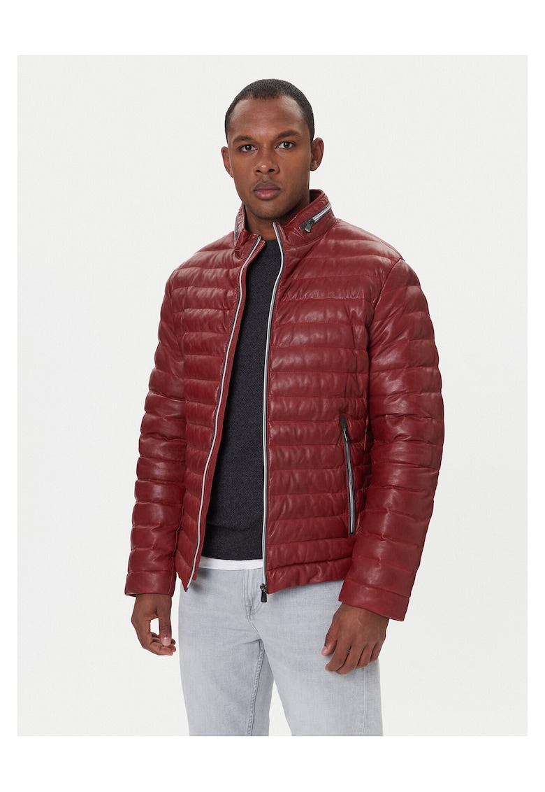 Geaca de piele barbati rosie