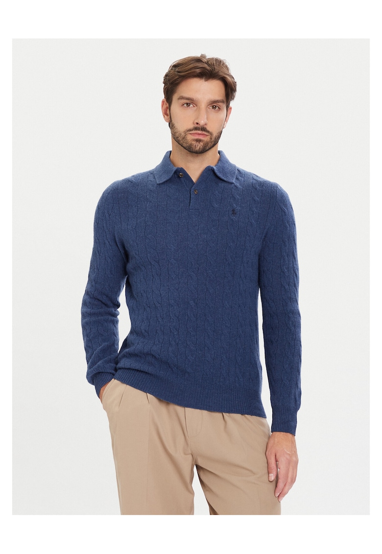 Pulover barbati bleumarin - cu guler