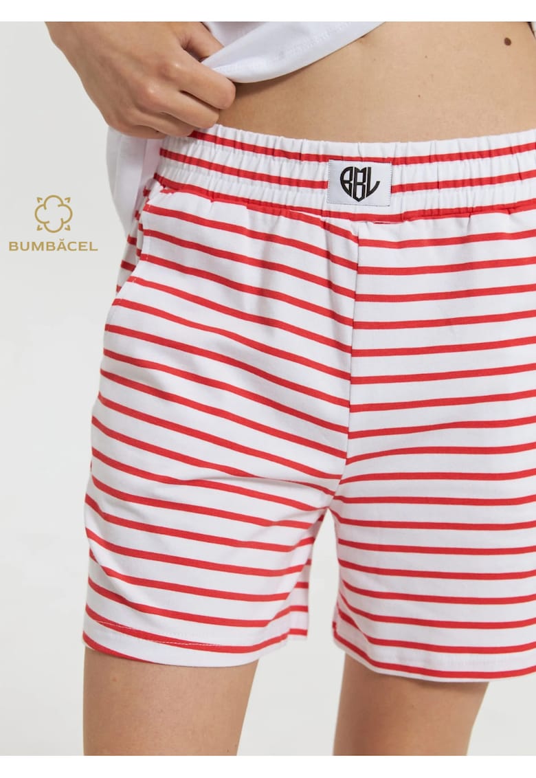 Pantaloni scurti pentru dame - din bumbac - Rosu