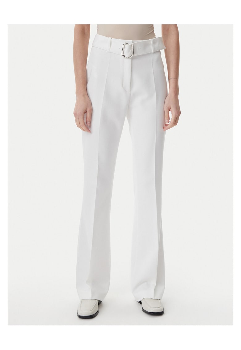 Pantaloni eleganti pentru dama - albi - textil
