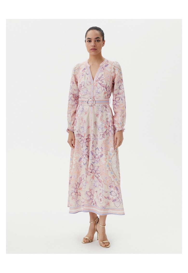 Rochie de vara dama multicolor/bej - fabricata din materiale usoare