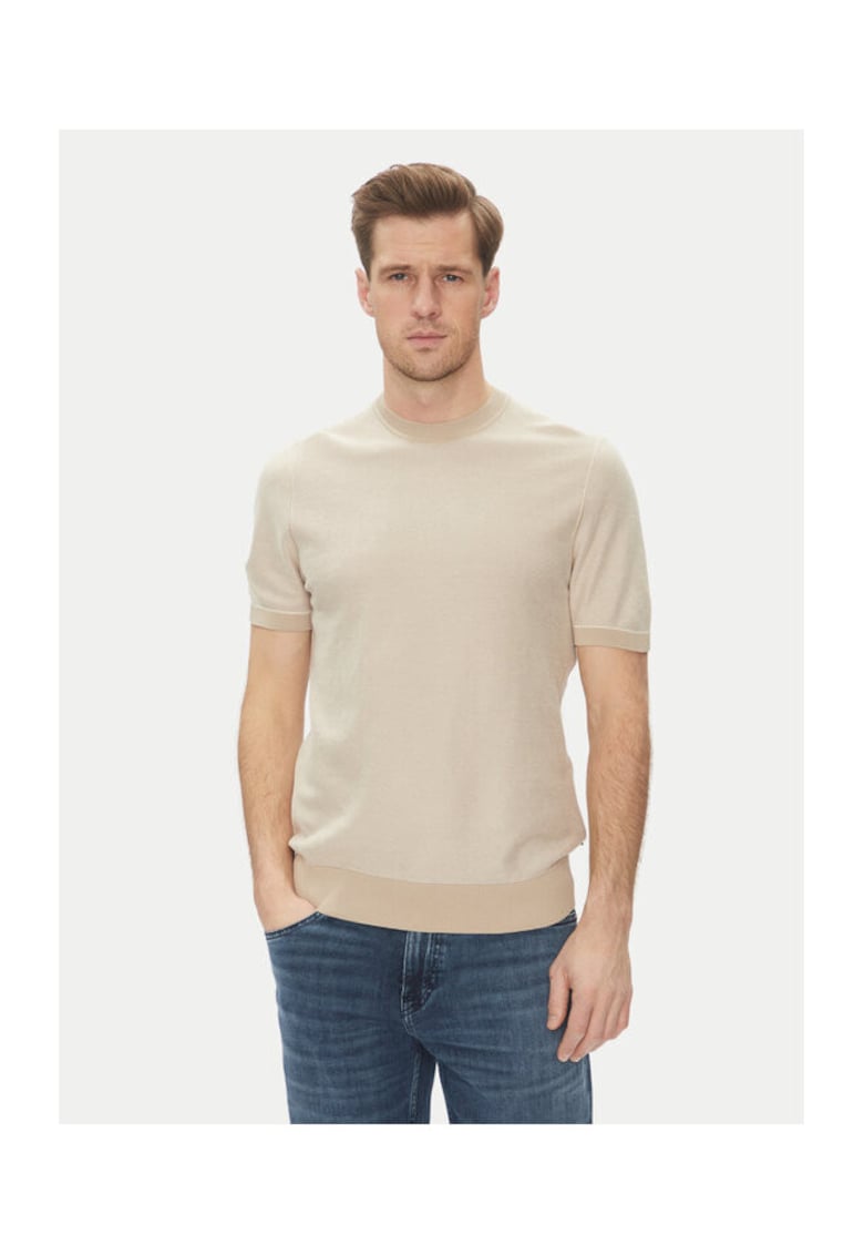 Tricou barbat bej - bumbac