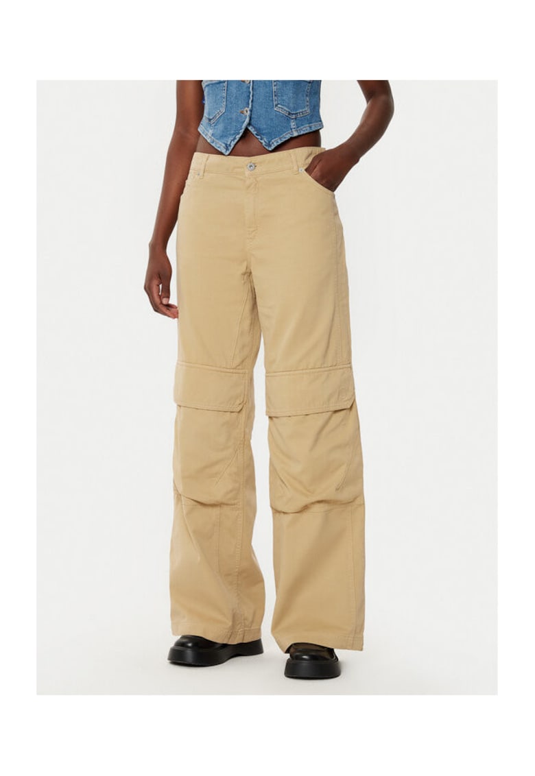 Pantaloni largi pentru dama bej -