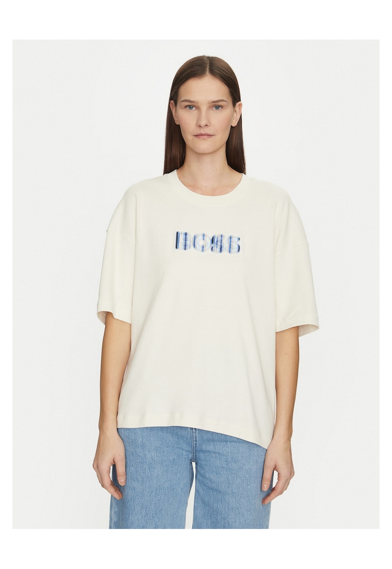 Tricou dama alb/albastru