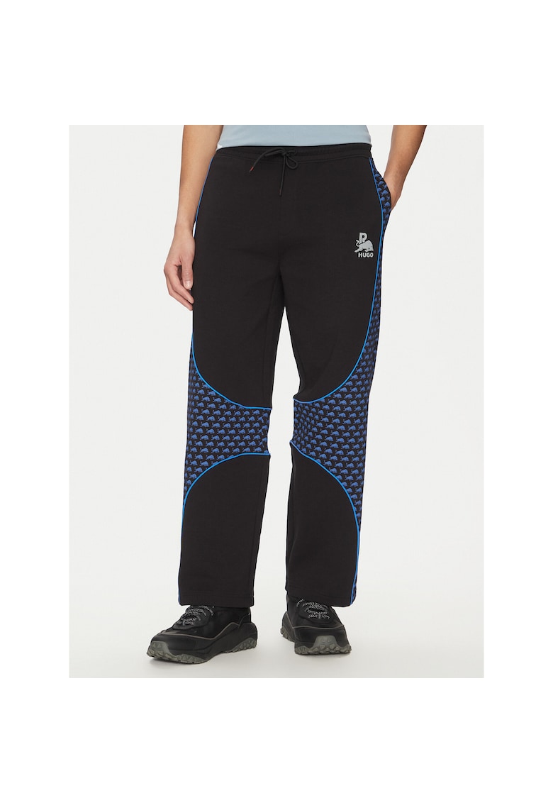 Pantaloni sport barbati negru/albastru - material confortabil