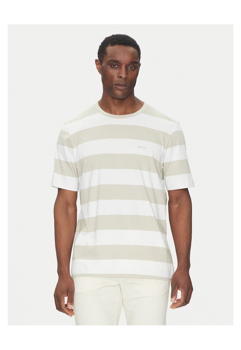 Tricou barbat bej - bumbac -